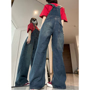 vintage wide leg suspender pants, view 4 - MRSLM