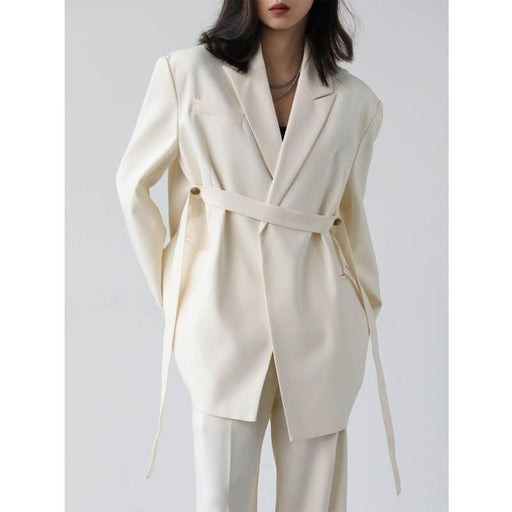 long sleeve blazer with ribbon, view 3 - MRSLM
