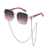 Oversized square sunglasses with chain, view 5 - MRSLM