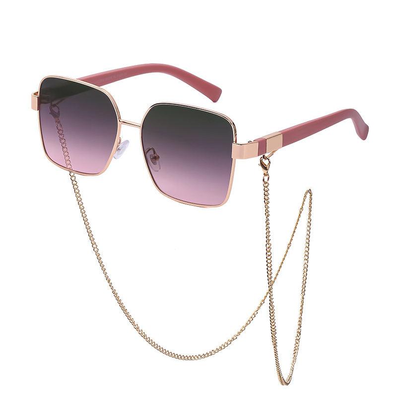 Oversized square sunglasses with chain, view 5 - MRSLM