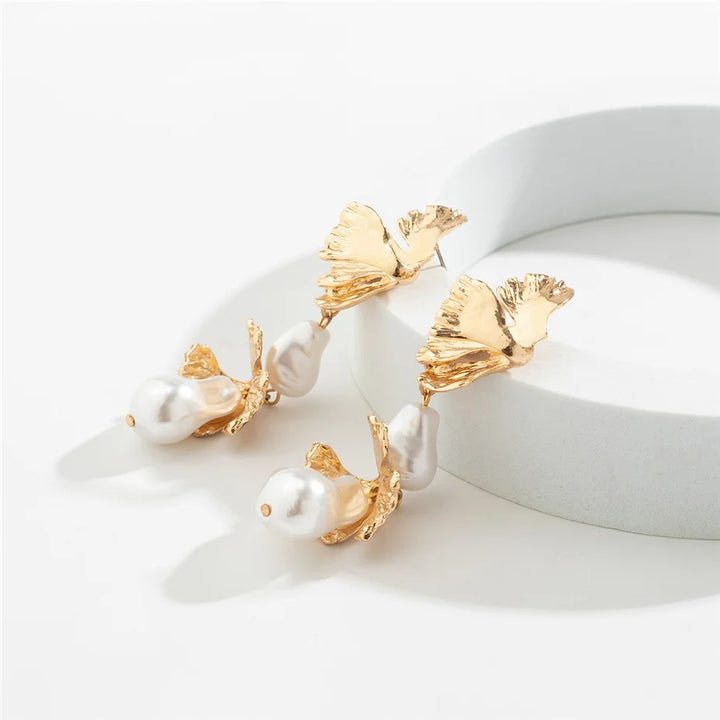 Korean Fashion Irregular Petal Flower Drop Earrings