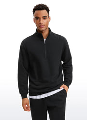 men's fleece-lined mock neck half zip sweatshirt, view 2 - MRSLM