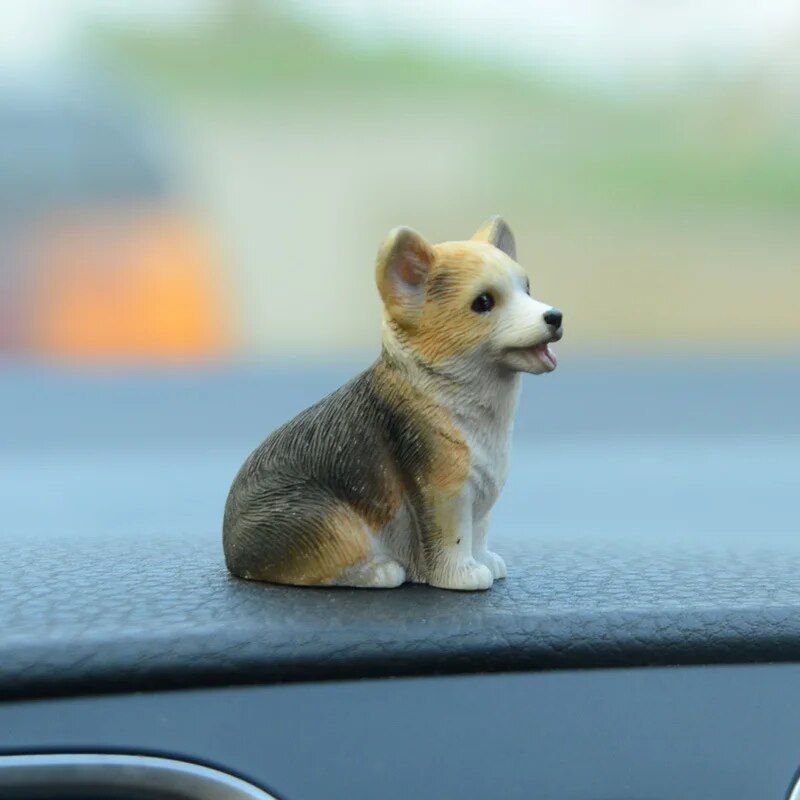 Cute Corgi Dashboard Ornament - Mini Resin Puppy Car Decor