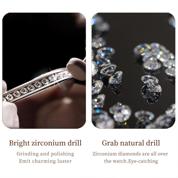 Diamond-Encrusted Stainless Steel Quartz Watch for Women
