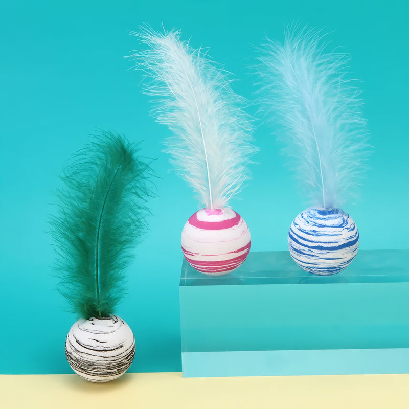 striped ball interactive cat toy, view 5 - MRSLM