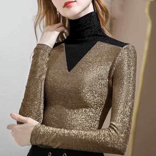 high neck contrast color bottoming shirt, view 5 - MRSLM