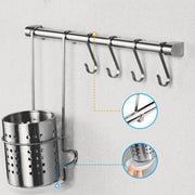 stainless steel kitchen wall rack with hooks, view 4 - MRSLM