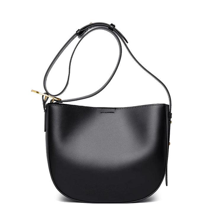 Vintage Cowhide Leather Shoulder Bag for Women - Stylish Crossbody Tote