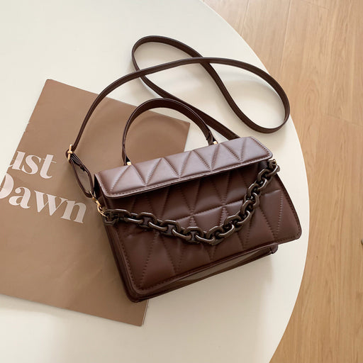 Chain-trimmed plaid crossbody bag, view 5 - MRSLM