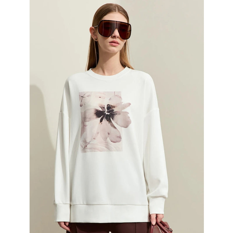 Floral print crew neck pullover, view 2 - MRSLM