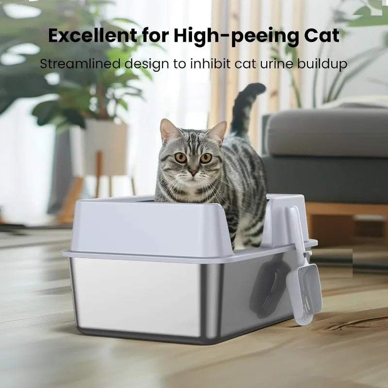 stainless steel cat litter box, view 3 - MRSLM