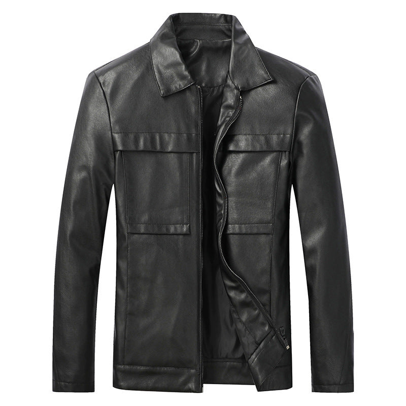 men's faux leather motorcycle jacket, view 2 - MRSLM