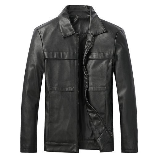 men's faux leather motorcycle jacket, view 2 - MRSLM