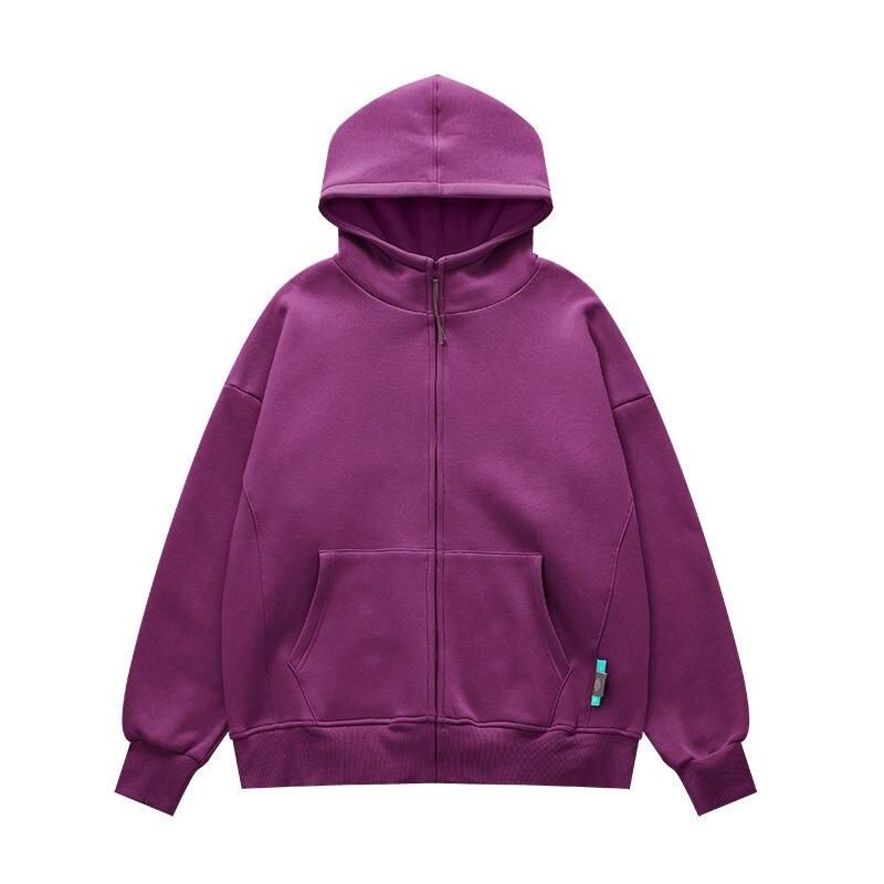 Unisex-Fleece-gefütterter Oversize-Kapuzenpullover mit Reißverschluss