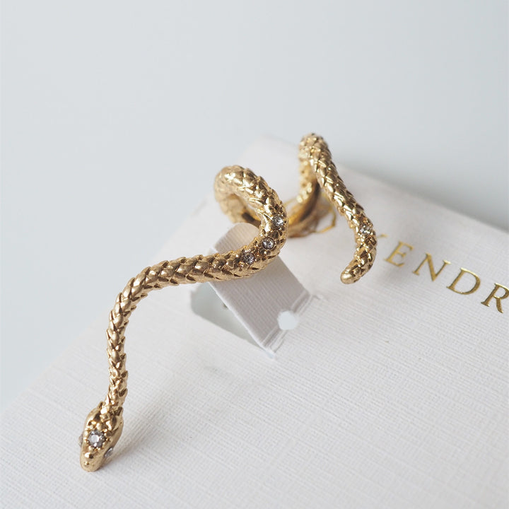 Designer Gold Snake Wrap Vintage Small Snake Earrings