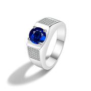 s925 silver retro round gemstone halo ring, view 5 - MRSLM
