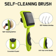 self-cleaning slicker brush for dogs and cats, view 3 - MRSLM