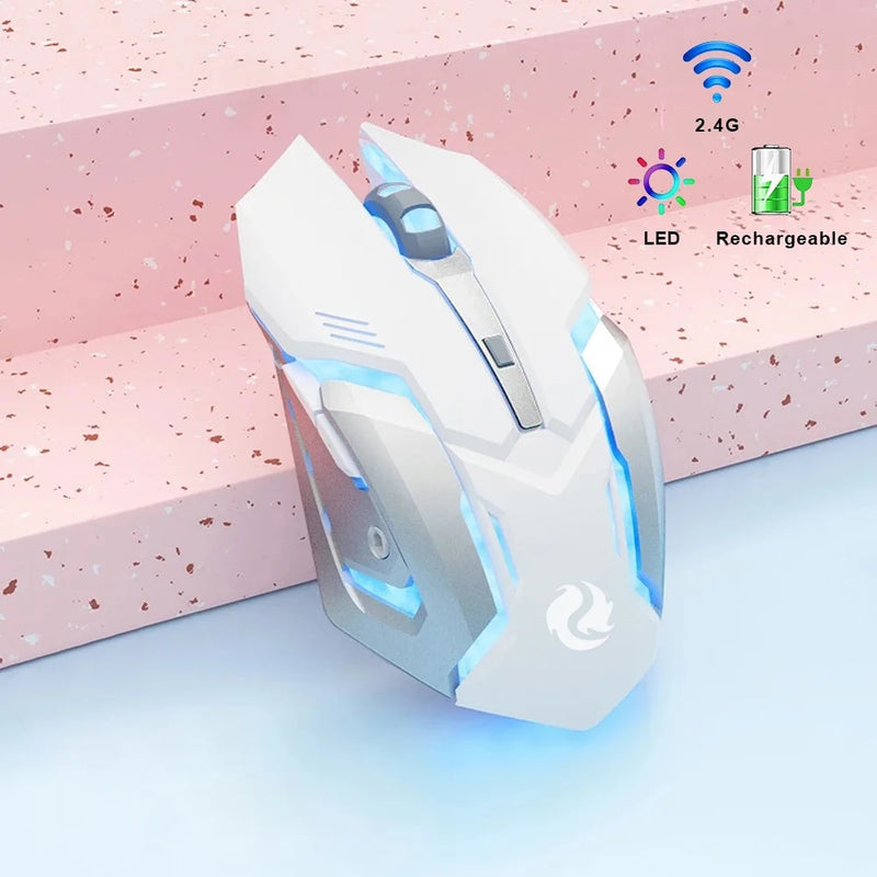 Wiederaufladbare kabellose Gaming-Maus mit LED-Hintergrundbeleuchtung und ergonomischem Design