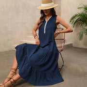 v-neck maxi dress with ruffled hem, view 6 - MRSLM