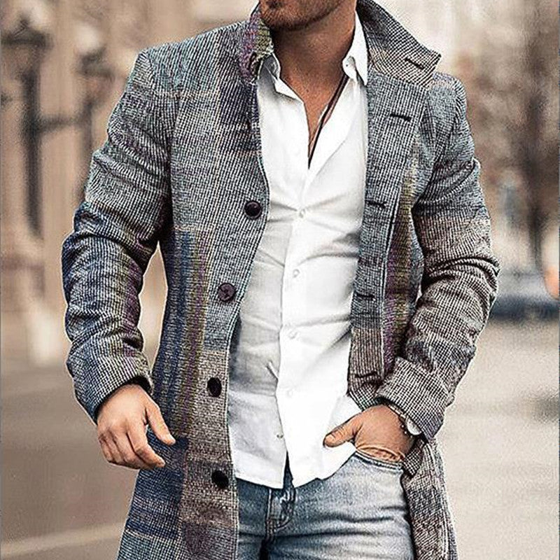 Men's Stand Collar Mid-length Casual Coat