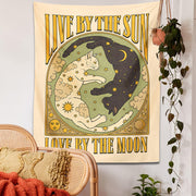 Sun moon cat tapestry wall hanging, view 10 - MRSLM