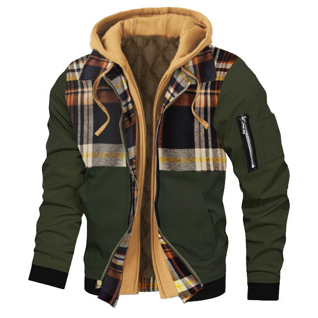 Dicke, einfarbige Herren-Kapuzenjacke in Übergröße für Herbst und Winter – ideal für Herbst und Winter.