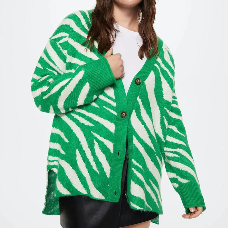 Damen-Strickjacke mit Vintage-Print