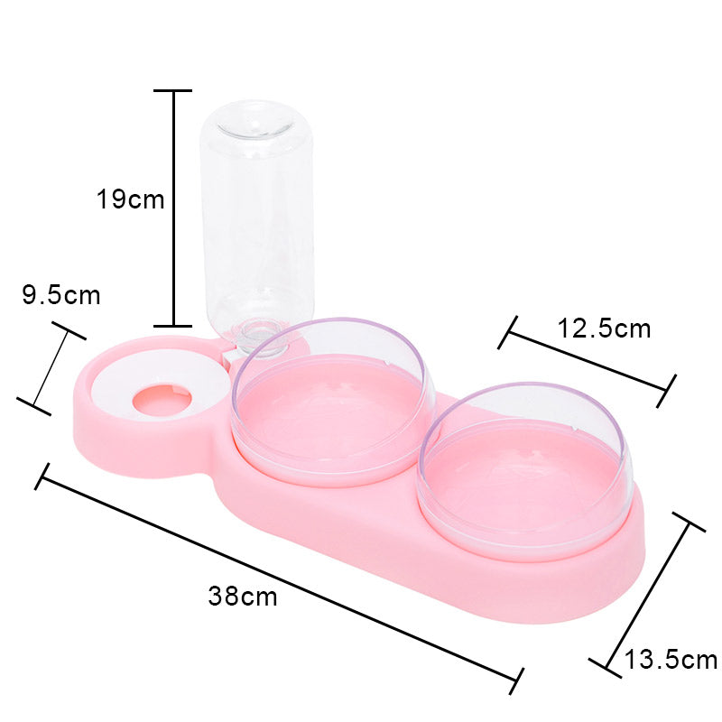 pet feeder with tilted double bowls, view 5 - MRSLM