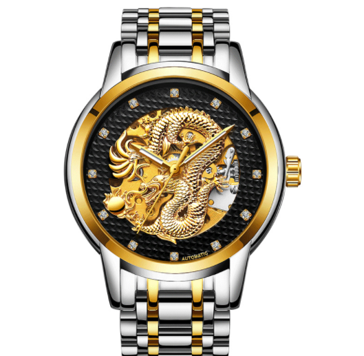 Fully Automatic Skeleton Waterproof Luminous Atmospheric Gold Business Dragon Watch