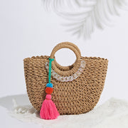 handwoven rattan beach handbag - MRSLM