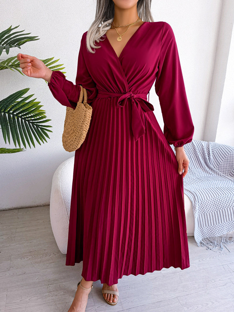 elegant pleated chiffon maxi dress, view 6 - MRSLM