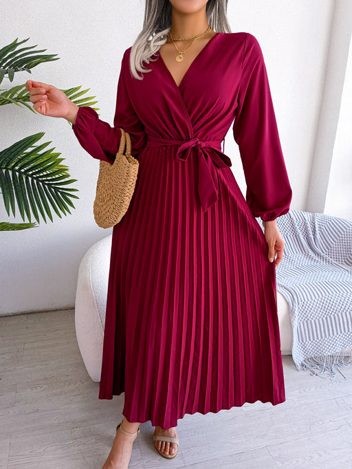 elegant pleated chiffon maxi dress, view 6 - MRSLM