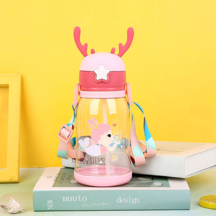 600ml Cartoon Antler Sippy Cup for Kids