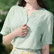 embroidered v-neck blouse, view 4 - MRSLM