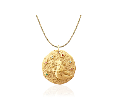Perlenkette mit Goldmünzenmotiven und Motiven der zwölf Sternbilder