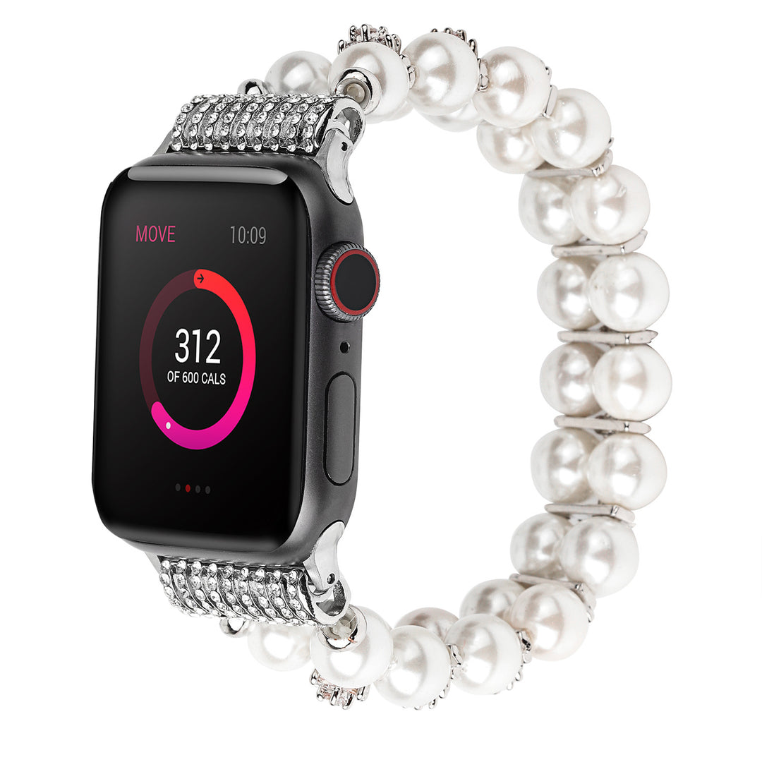 Applicable Apple Watch Double Row Jewelry Strap Zircon Flower Pearl