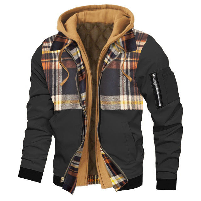 Dicke, einfarbige Herren-Kapuzenjacke in Übergröße für Herbst und Winter – ideal für Herbst und Winter.