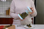 2-in-1 glass kimchi and pickle jar with strainer, view 7 - MRSLM