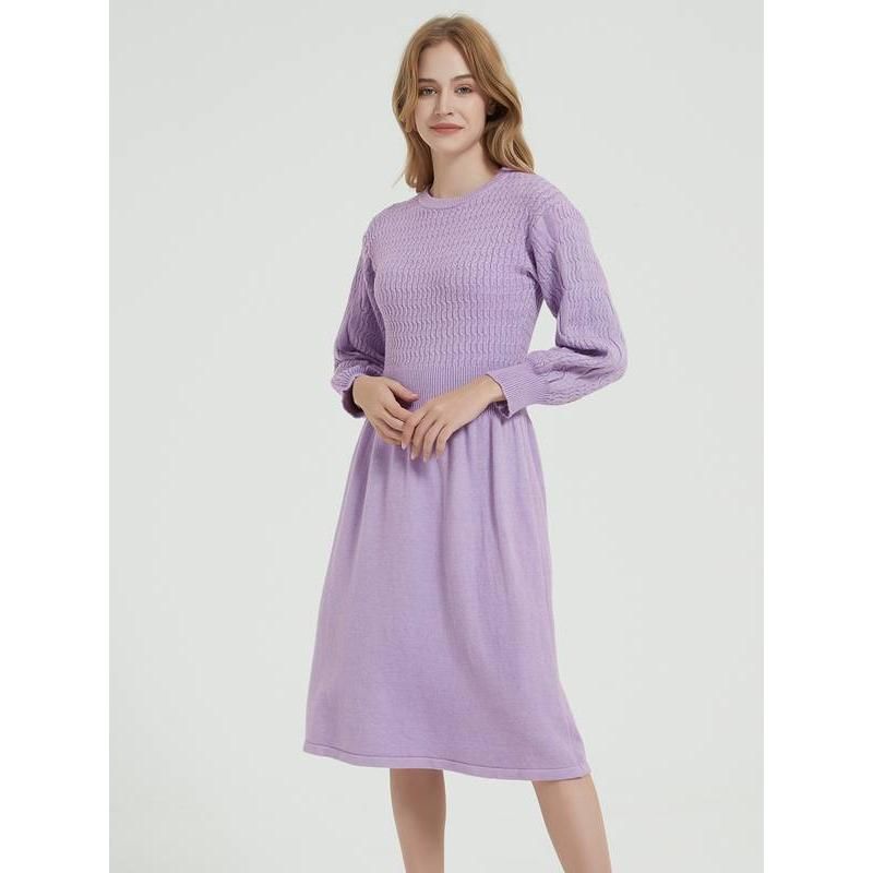Vestido de malha elegante de manga comprida