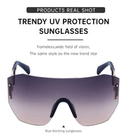 oversized shield rimless sunglasses, view 15 - MRSLM