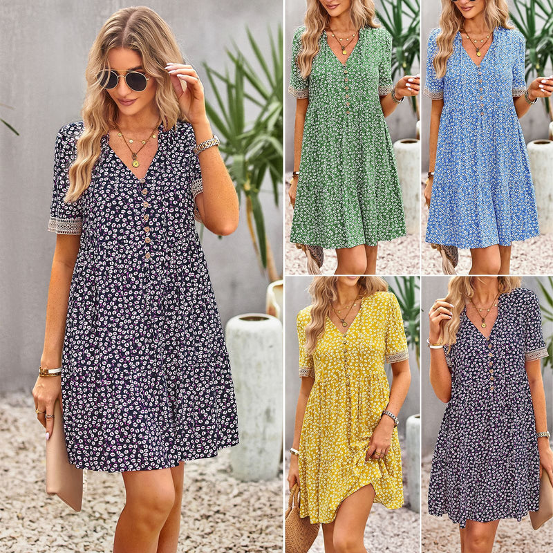 Floral short sleeve dress, view 3 - MRSLM