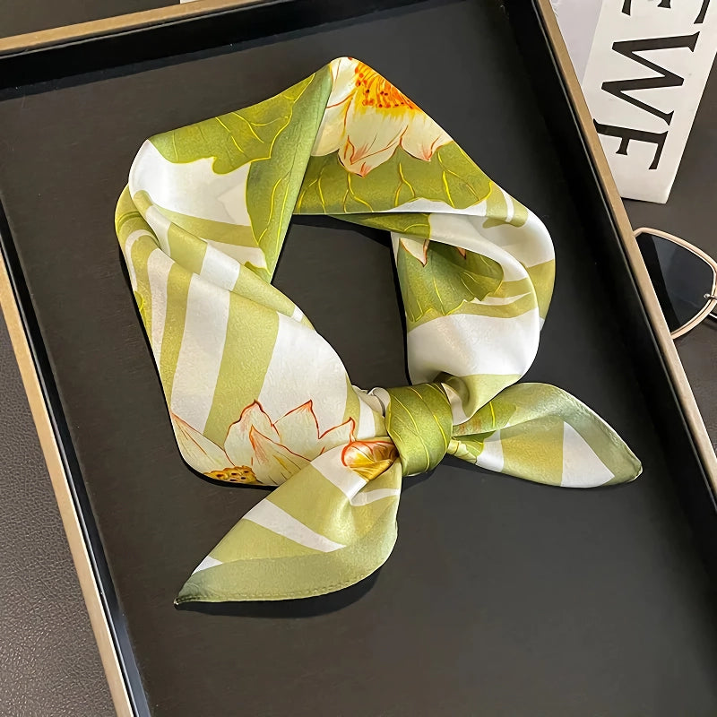 green pure silk square scarf - MRSLM