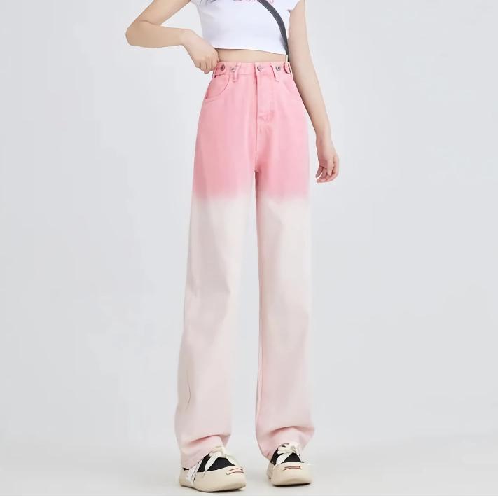 pink gradient wide leg jeans, view 3 - MRSLM