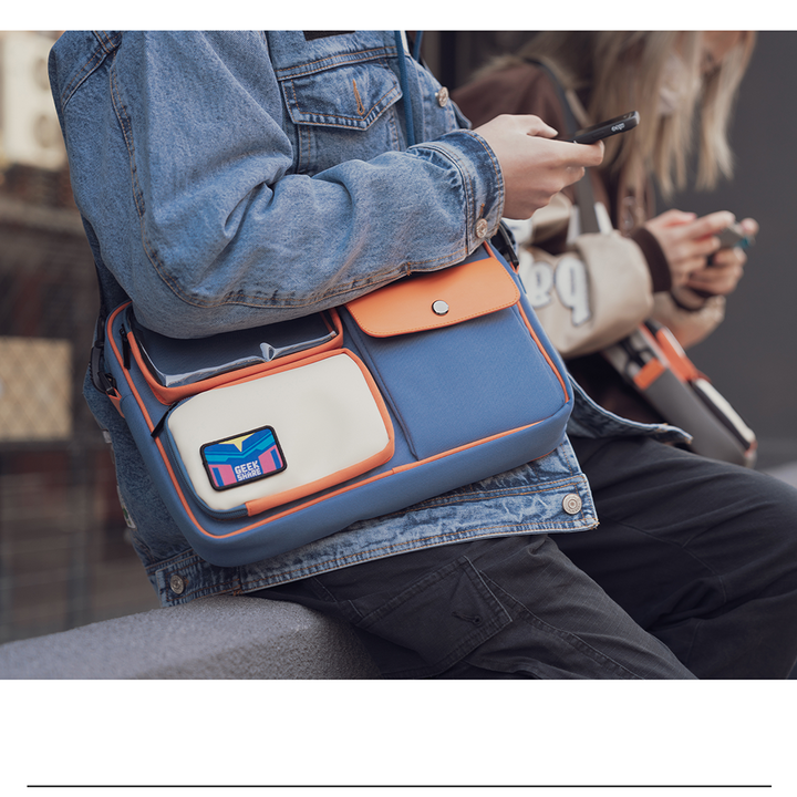 Multi-functional And Large-capacity Storage Retro Color-blocking Satchel