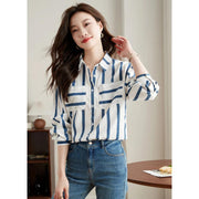 striped chiffon blouse, view 9 - MRSLM
