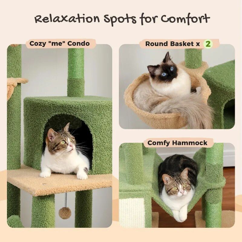 cactus floor-to-ceiling cat tower, view 4 - MRSLM