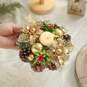Christmas pinecone and berry candle holder wreath, view 4 - MRSLM