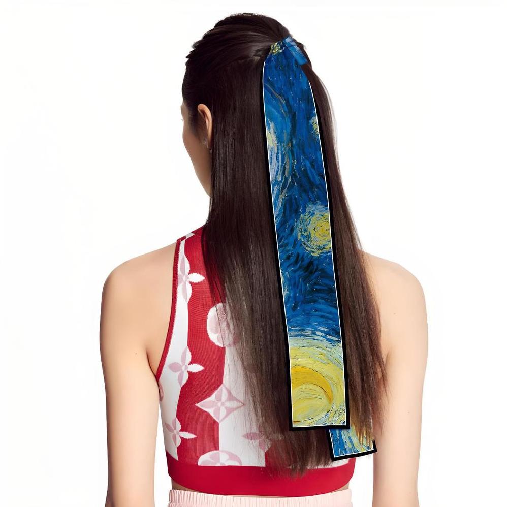 Van Gogh Inspired Skinny Silk Scarf