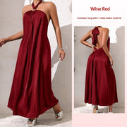 off-shoulder halter maxi dress, view 4 - MRSLM