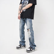 men's straight loose hole jeans, view 2 - MRSLM